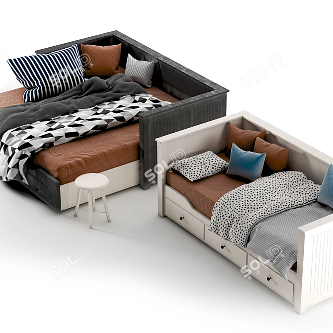 Versatile Ikea Hemnes Day Bed Set-37: Single & Double Beds in One 3D model image 2