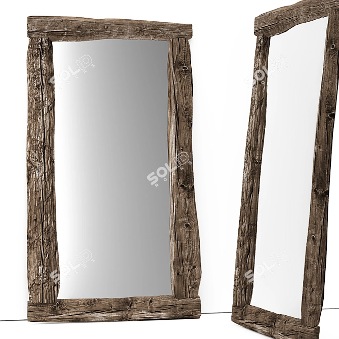 Vintage Reflections: 2150x1250mm Aged Mirror 3D model image 1