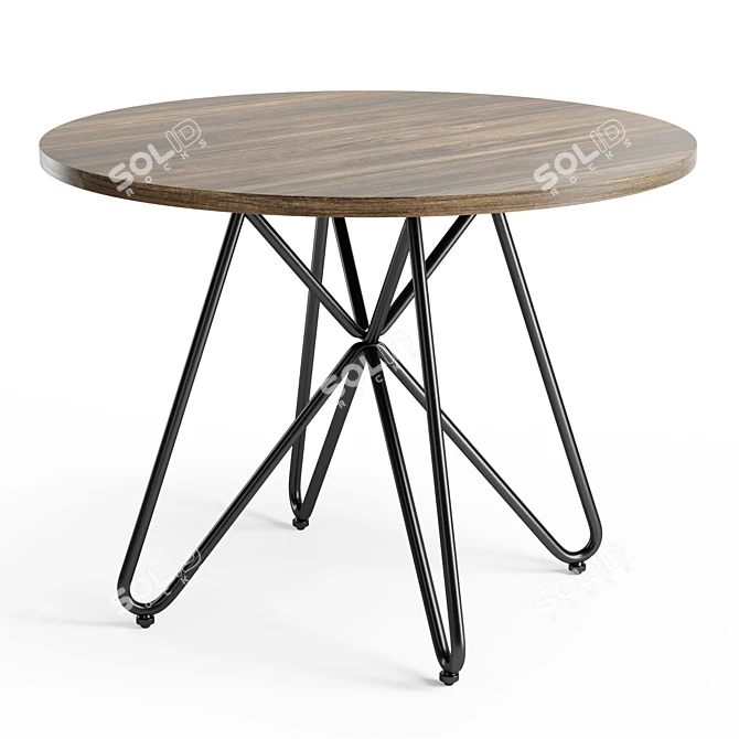 Modern Walnut Iron Dining Table 3D model image 1