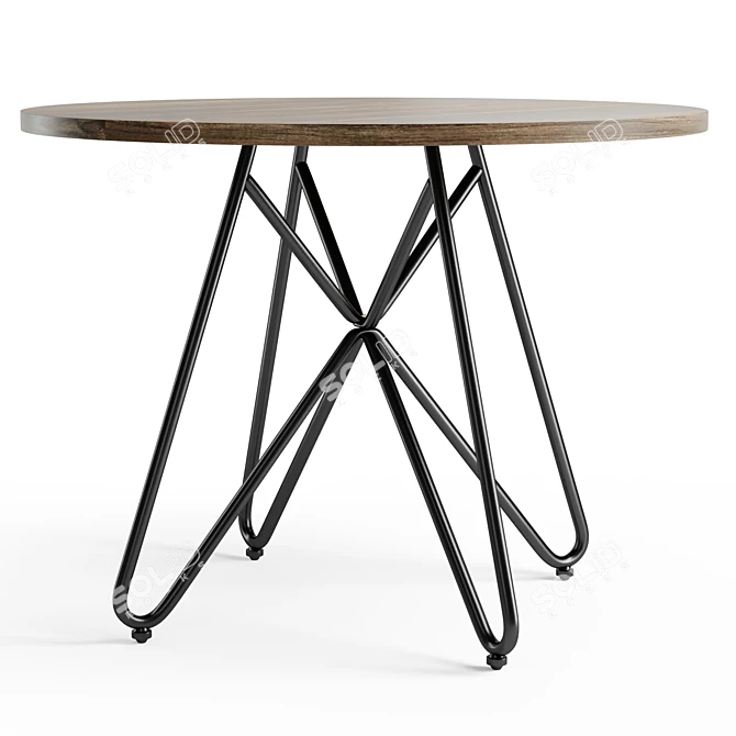 Modern Walnut Iron Dining Table 3D model image 3