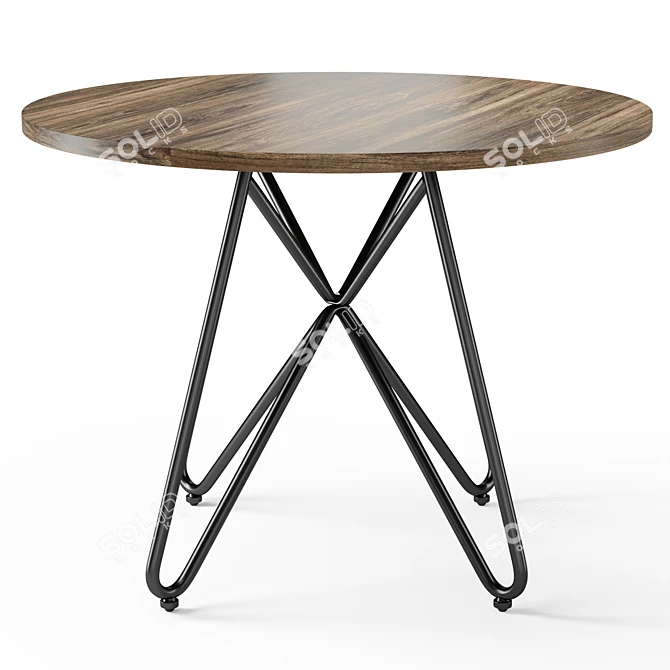Modern Walnut Iron Dining Table 3D model image 4
