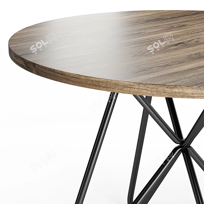 Modern Walnut Iron Dining Table 3D model image 5