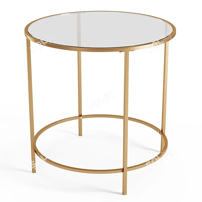 Modern Metal and Glass Side Table 3D model image 1