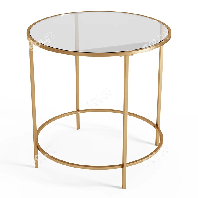 Modern Metal and Glass Side Table 3D model image 3