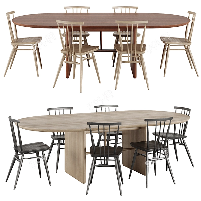 Ercolani Pennon Table & Chair Set 3D model image 1