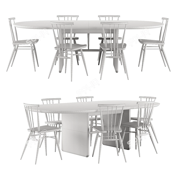 Ercolani Pennon Table & Chair Set 3D model image 5