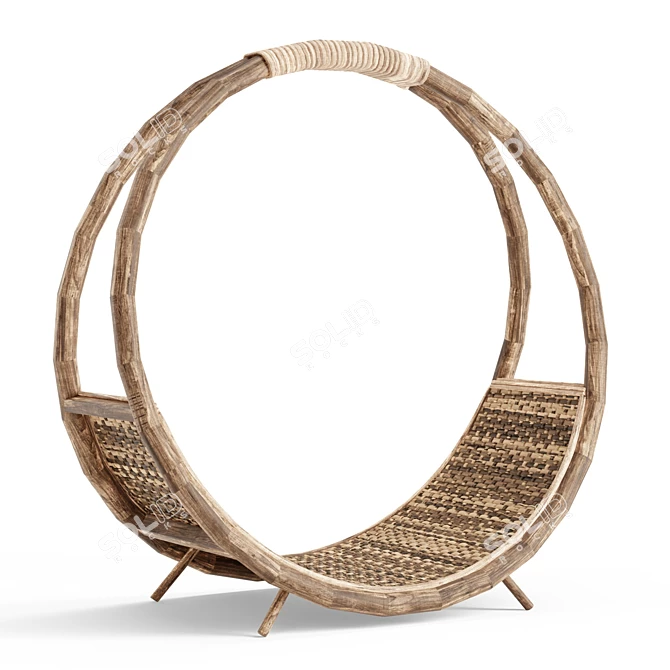 Rustic Rattan Log Caddy 3D model image 1