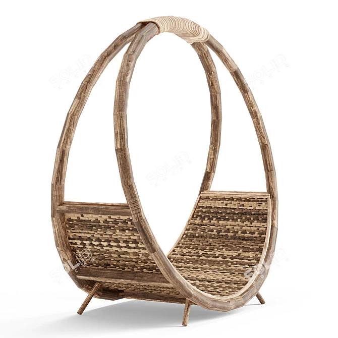 Rustic Rattan Log Caddy 3D model image 3