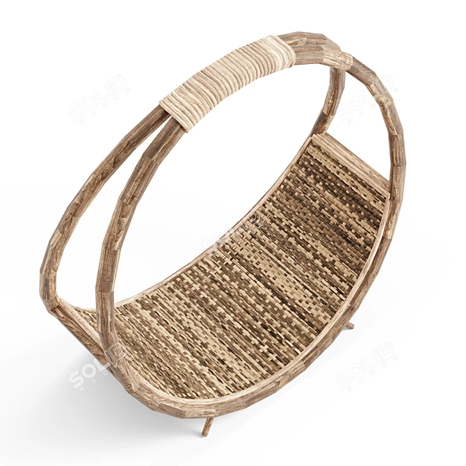 Rustic Rattan Log Caddy 3D model image 4