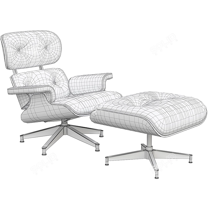 Modern Eames Lounge Chair & Ottoman 3D model image 6