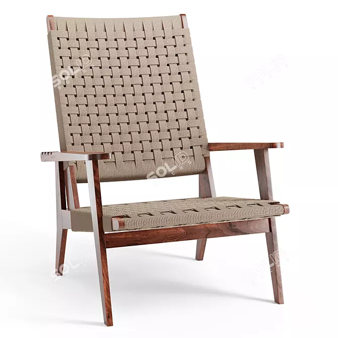 Natural Jute Tilly Chair: Adjustable, Stylish, and Textural 3D model image 1