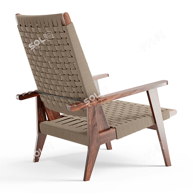 Natural Jute Tilly Chair: Adjustable, Stylish, and Textural 3D model image 3