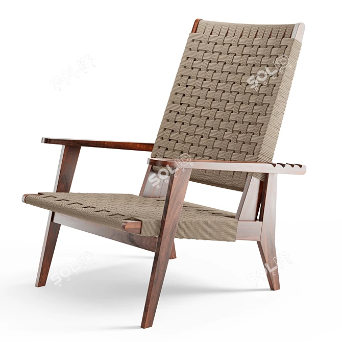 Natural Jute Tilly Chair: Adjustable, Stylish, and Textural 3D model image 5