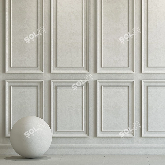 Eider White Decorative Plaster with Molding 3D model image 2