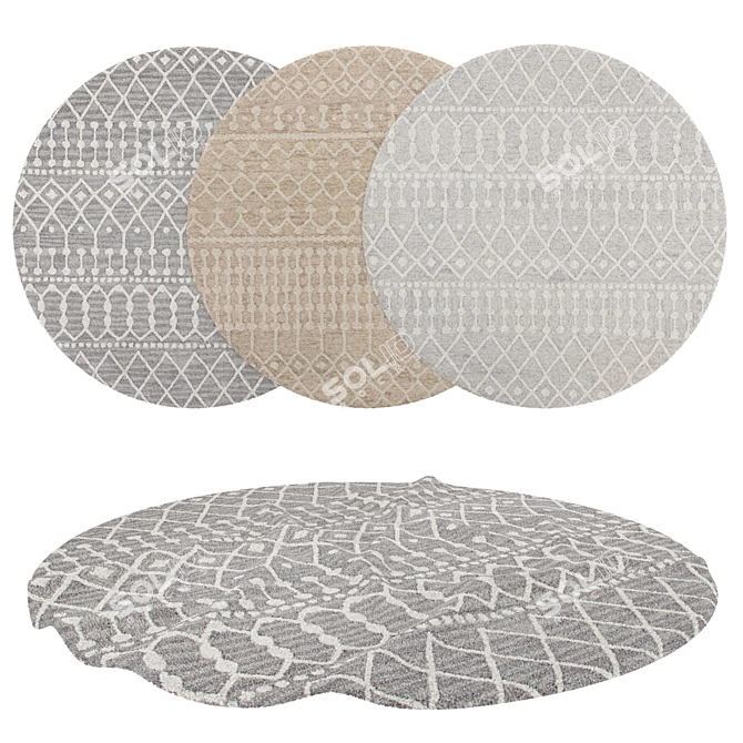 Versatile Circular Rug Set with Various Textures 3D model image 1