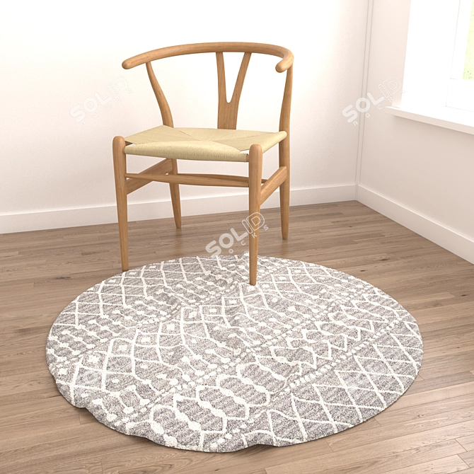 Versatile Circular Rug Set with Various Textures 3D model image 2