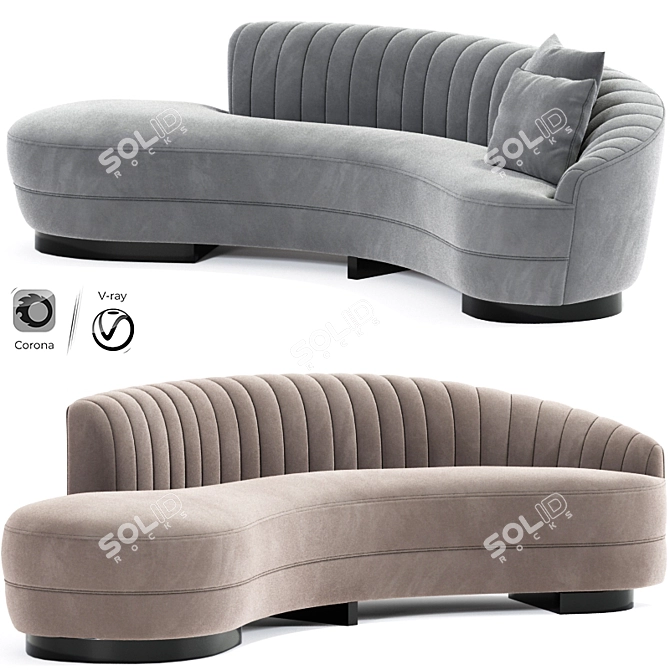 Eco Curve Large Sofa: Modern Style 3D model image 1