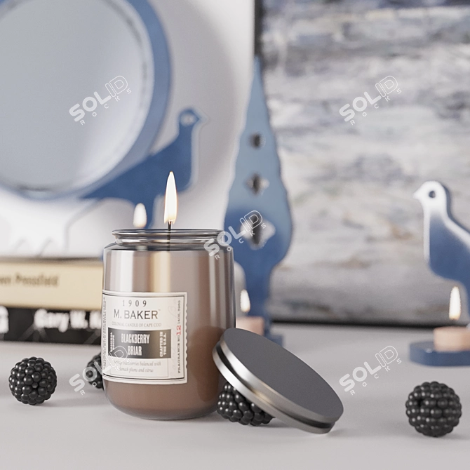 Versatile Decor Set: Candle, Mirror, Plant, Vase, Painting 3D model image 2