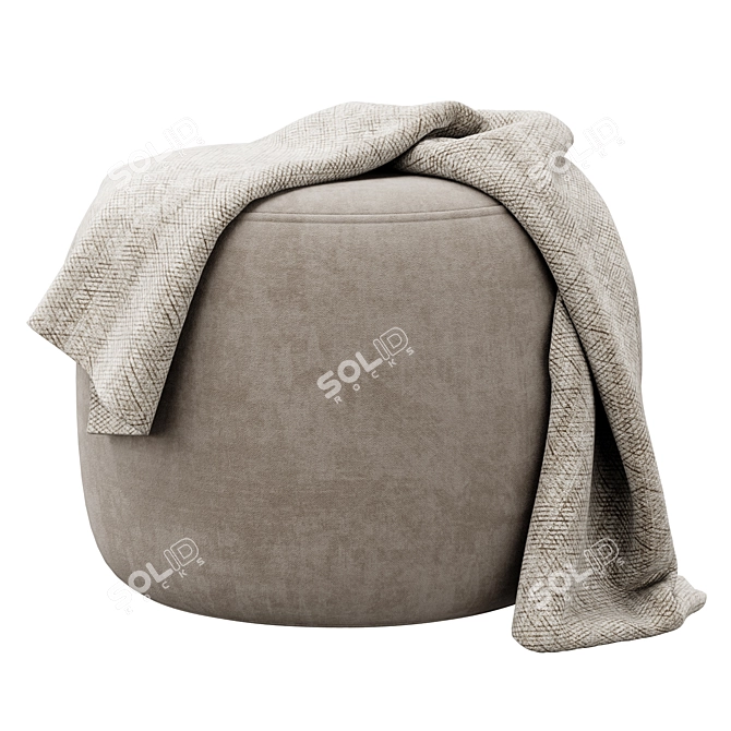 Luxury Velvet Round Ottoman 3D model image 2