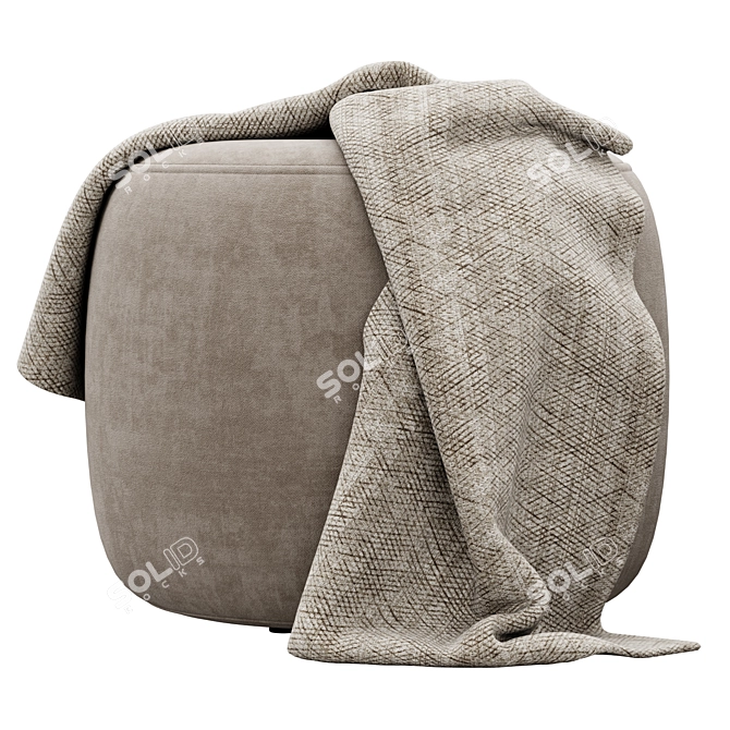 Luxury Velvet Round Ottoman 3D model image 4