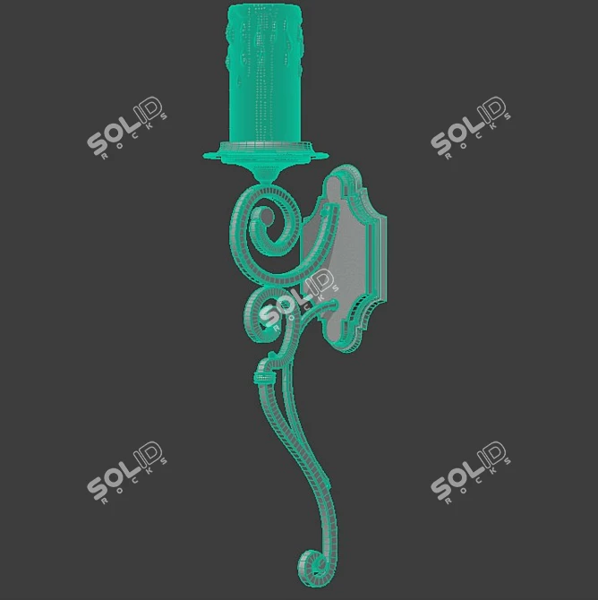 Medieval-inspired Wall Lamp with Coffee-Colored Wrought iron Base 3D model image 2