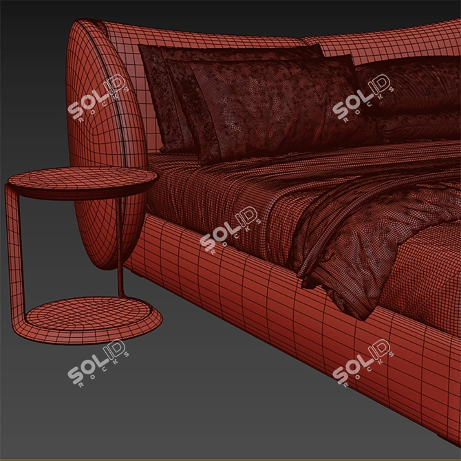 Modern Milano Bed & Side Table 3D model image 7