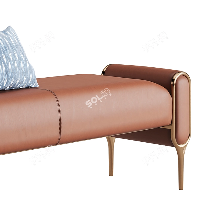 Loop Leather Bed Bench with Brass Legs 3D model image 2