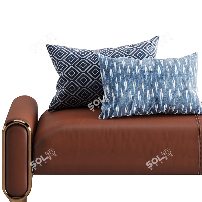 Loop Leather Bed Bench with Brass Legs 3D model image 3