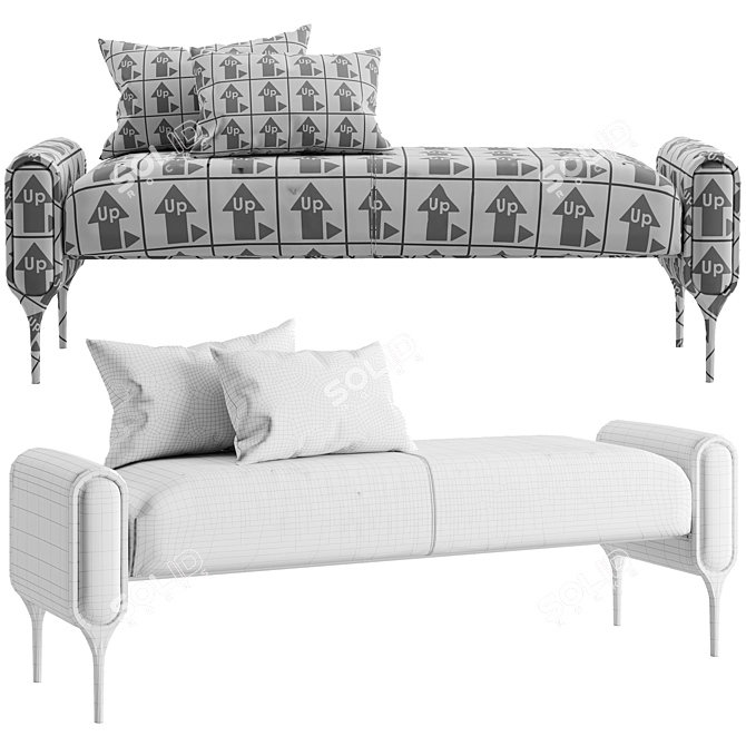 Loop Leather Bed Bench with Brass Legs 3D model image 4