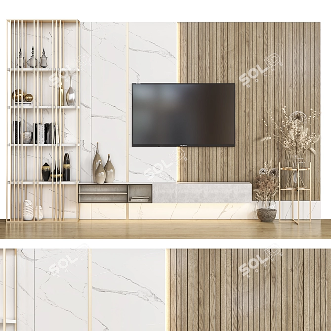 Title: Versatile TV Wall with Decor 3D model image 1