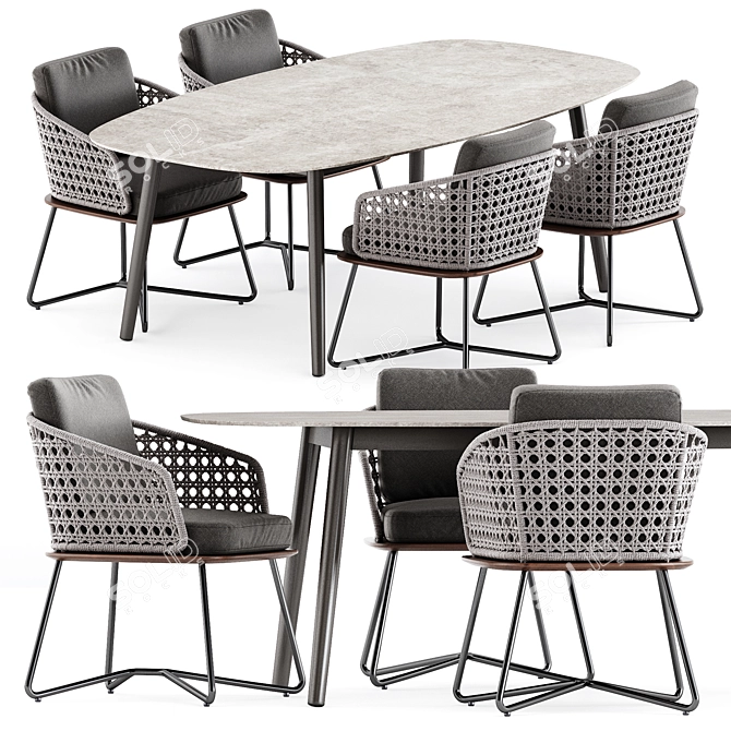 Elegant Pair: Rivera Armchair & Ellisse Table 3D model image 1