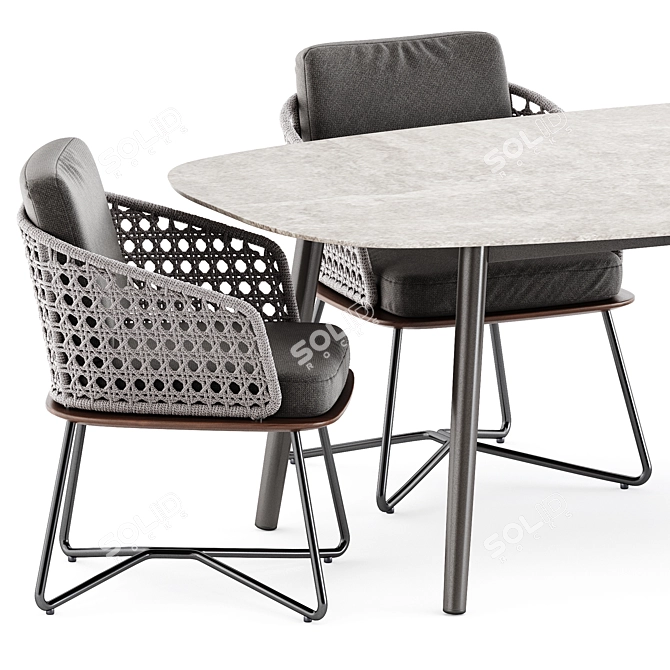 Elegant Pair: Rivera Armchair & Ellisse Table 3D model image 2