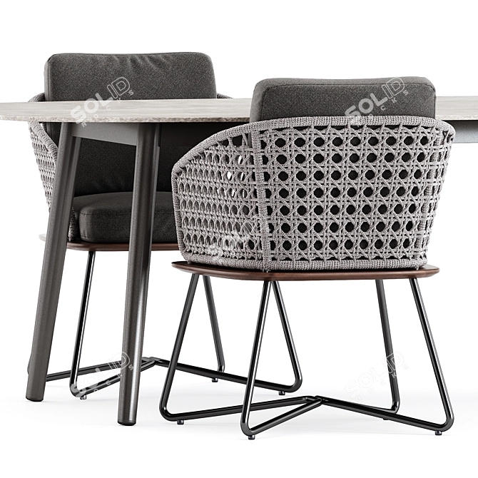 Elegant Pair: Rivera Armchair & Ellisse Table 3D model image 3