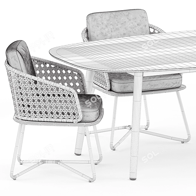 Elegant Pair: Rivera Armchair & Ellisse Table 3D model image 5