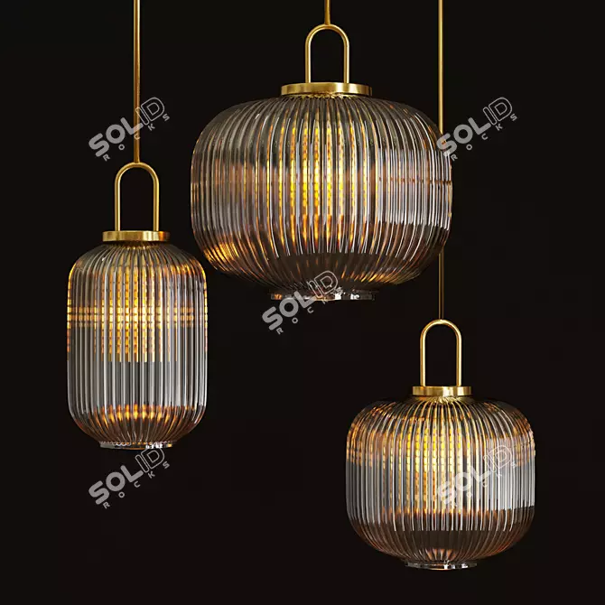 Elegant Trio Pendant Amps 3D model image 1