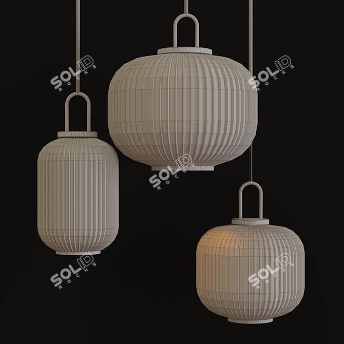 Elegant Trio Pendant Amps 3D model image 3