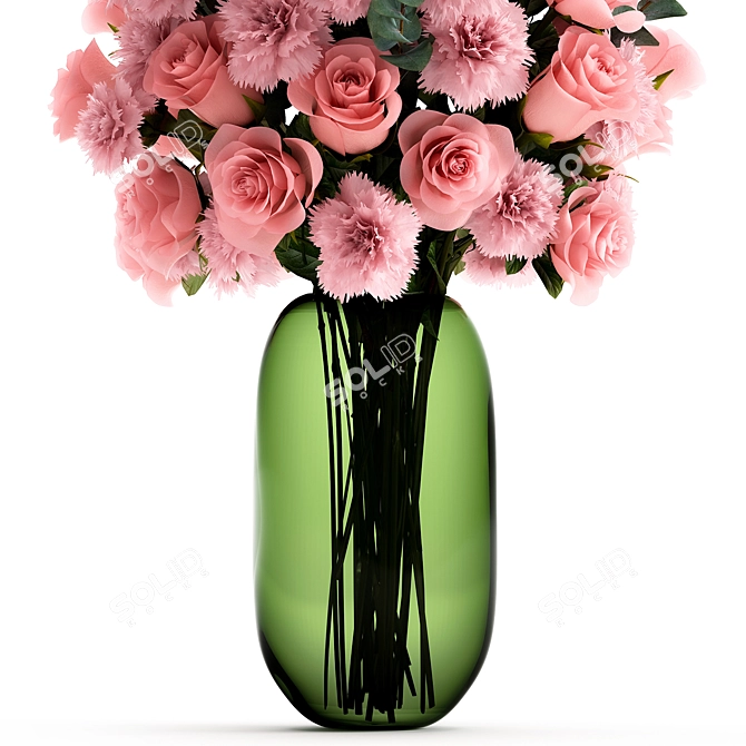 Elegant Spring Rose Bouquet 3D model image 4