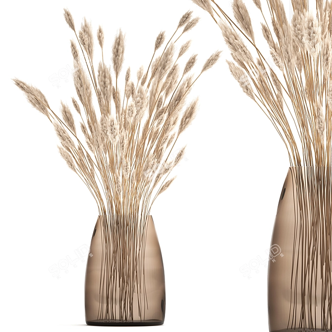 Elegant White Reed Bouquet 3D model image 1