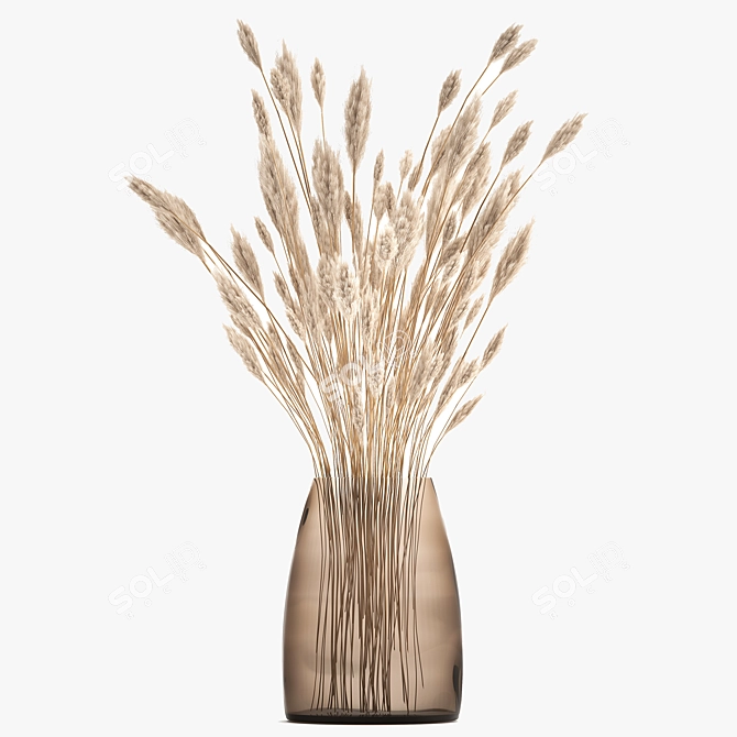 Elegant White Reed Bouquet 3D model image 4