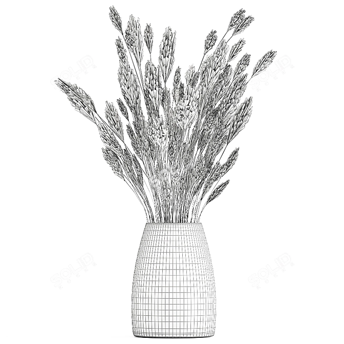 Elegant White Reed Bouquet 3D model image 5
