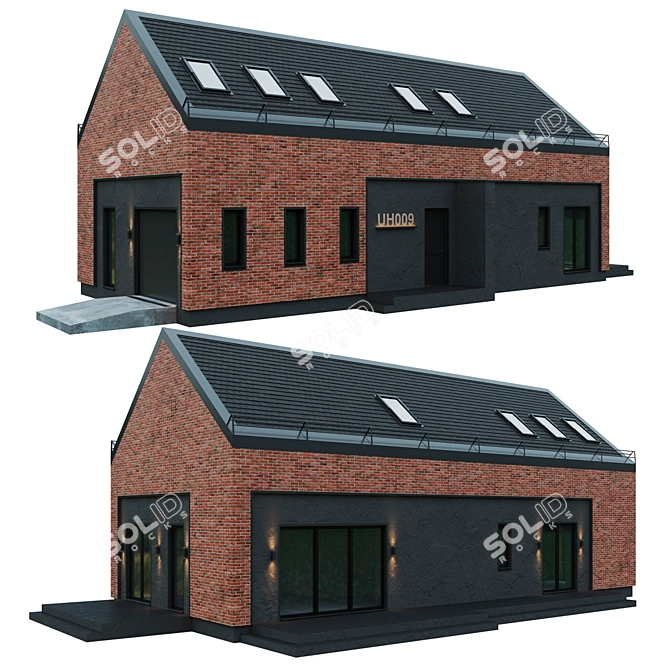 Modern Barnhouse Design 3D model image 1