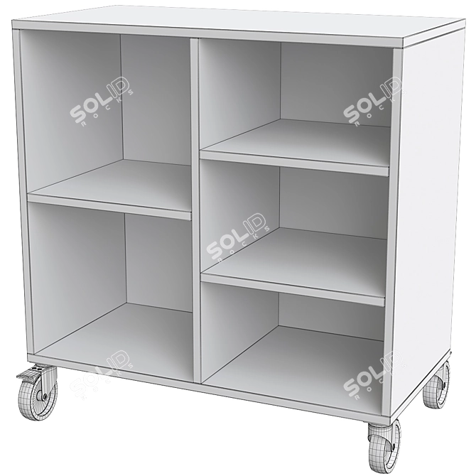 Rustic Oak Rolling Shelving 3D model image 3