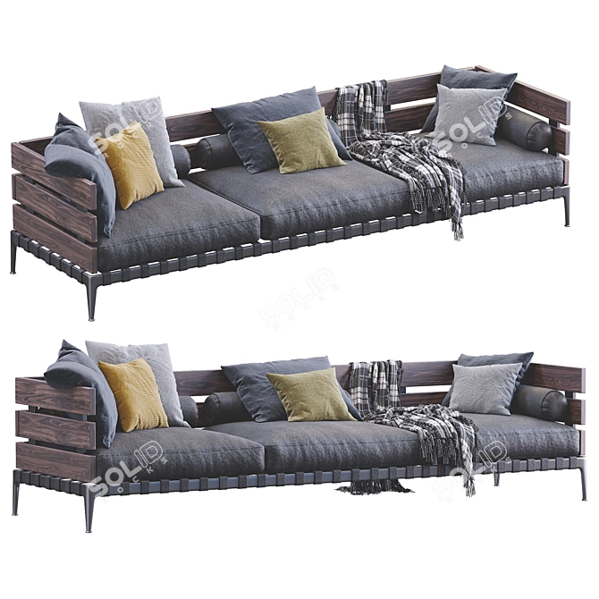 Luxurious Leather Ansel Sofa 3D model image 1