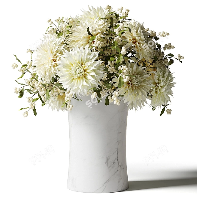 Snowberry Chrysanthemum Bouquet 3D model image 2