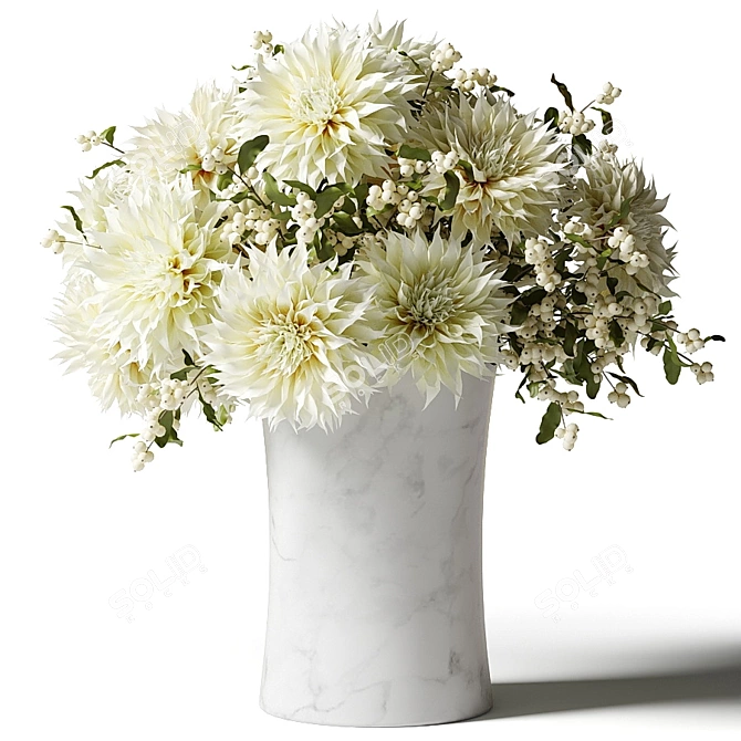 Snowberry Chrysanthemum Bouquet 3D model image 3