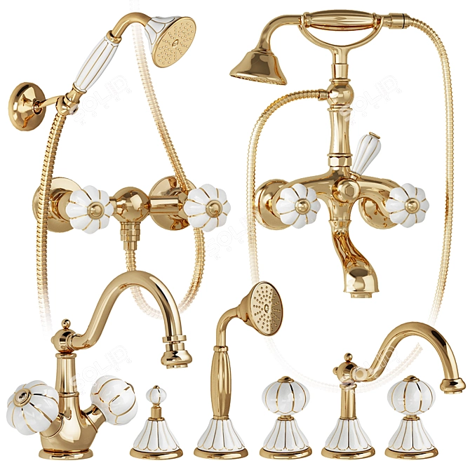 Migliore Olivia Collection: Stylish Gold & Ceramic Mixers 3D model image 1