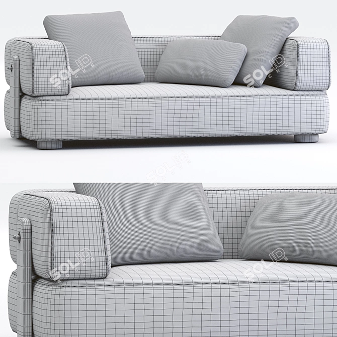 Elegant Minotti Leather Sofa 3D model image 4
