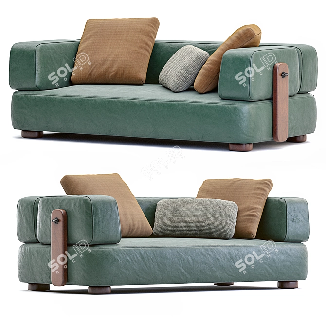 Elegant Minotti Leather Sofa 3D model image 5