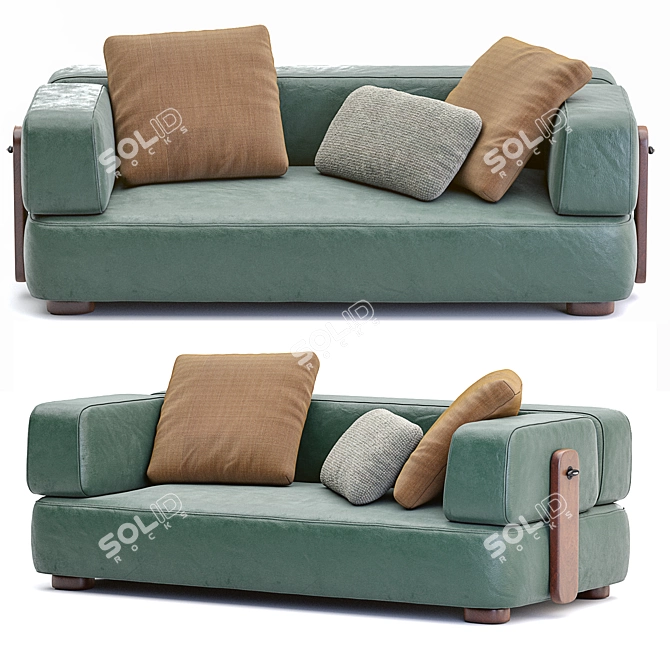 Elegant Minotti Leather Sofa 3D model image 6