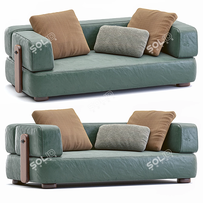 Elegant Minotti Leather Sofa 3D model image 7